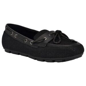 Guess Women's Lavonta Rhinestone Lace Tailored Boat Shoes - Black Logo